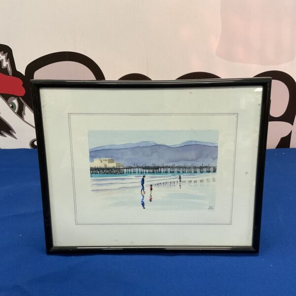 Signed watercolour painting of Santa Monica Beach by Kara Wilson.
