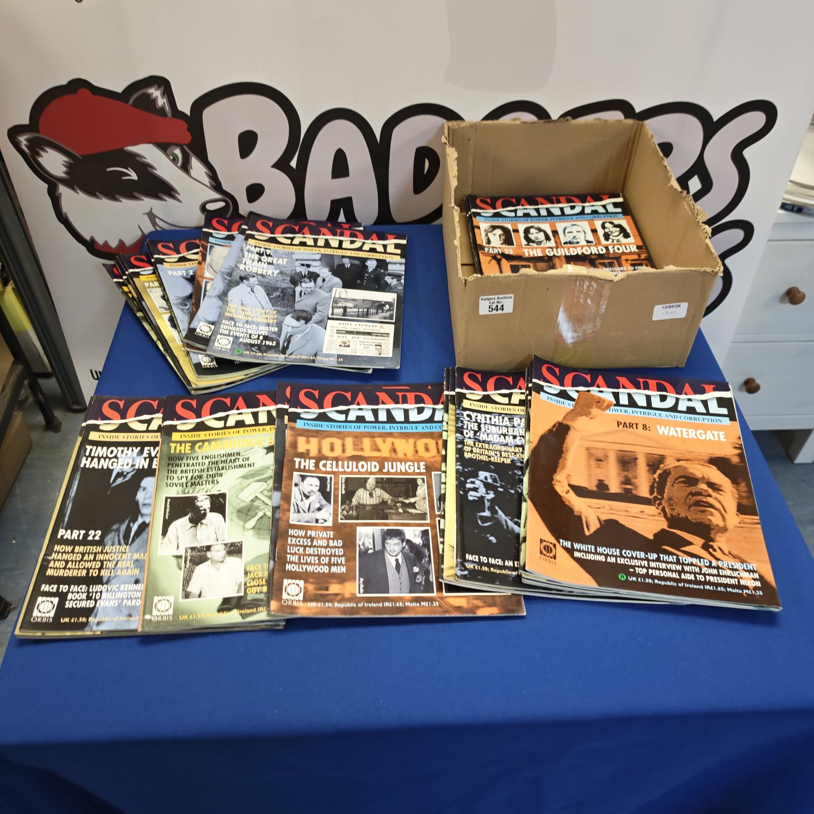 Bundle of vintage scandal magazines from the 1970s.
