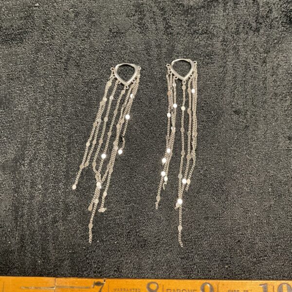 Delicate 925 silver drop earrings with a slender chain design.