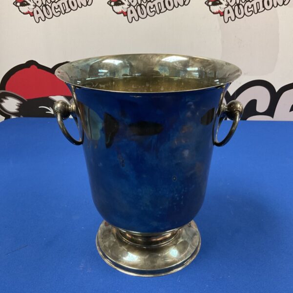 Vintage silver plate champagne bucket with handles for drinks cooling.