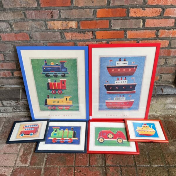 Set of six Simon Hart transport prints from the 1990s.