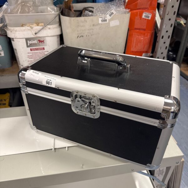 Black hard flight case for equipment protection.