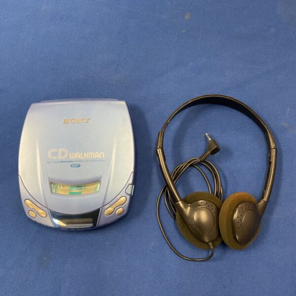 Vintage Sony Walkman ESP2 portable CD player with headphones.