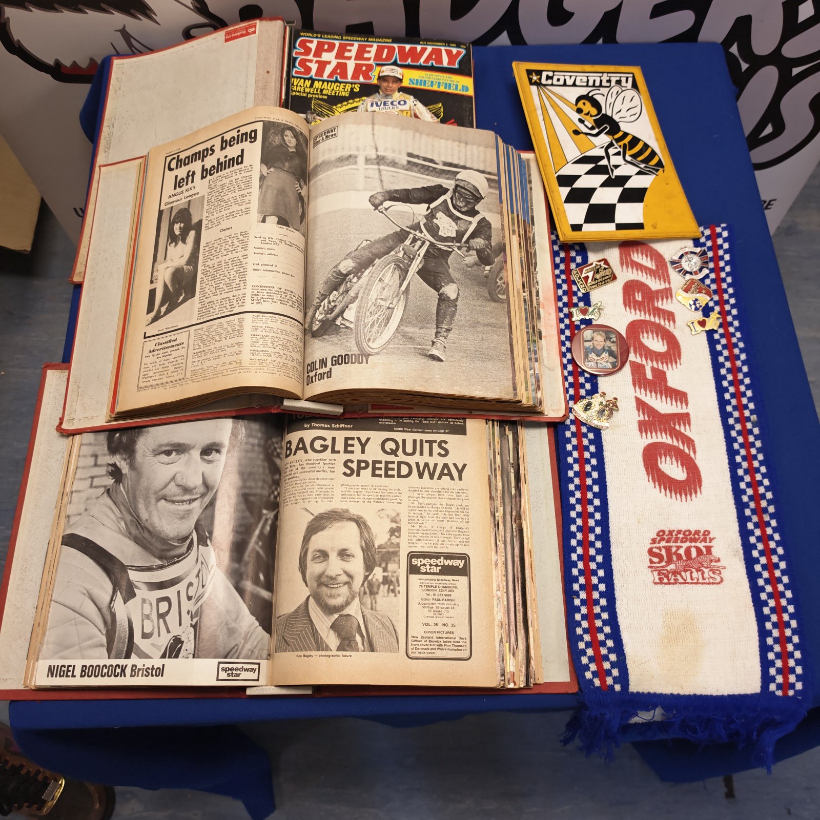 Vintage speedway magazines and memorabilia collection.