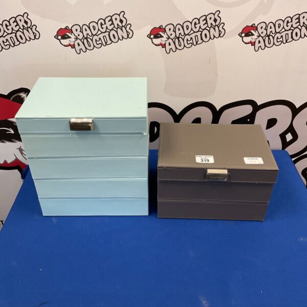 Stackers jewellery boxes, a lot of two for storage.
