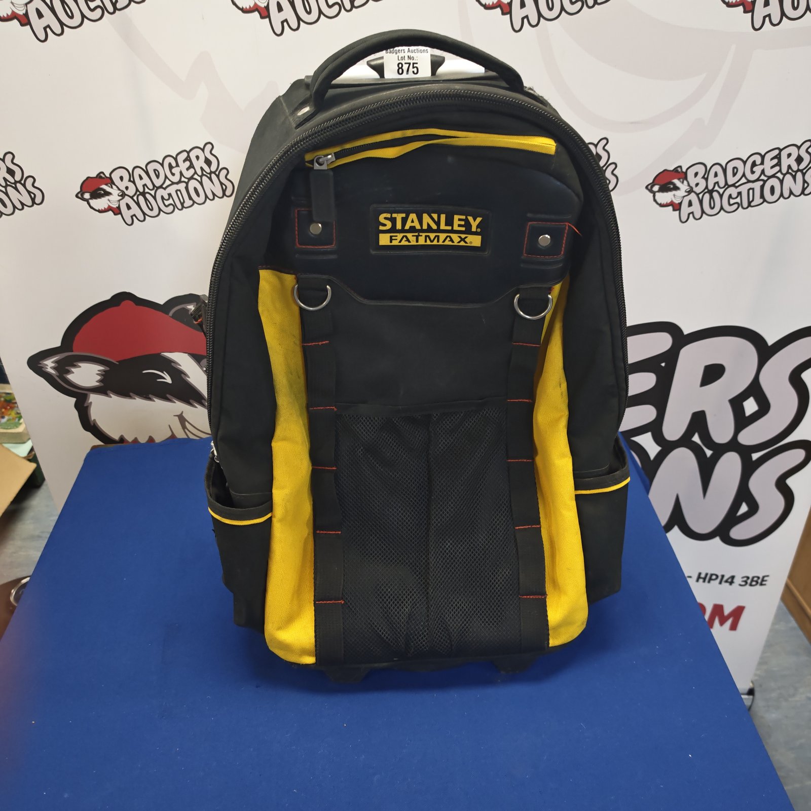 Stanley Fatmax rolling tool bag with extending handle, used condition.
