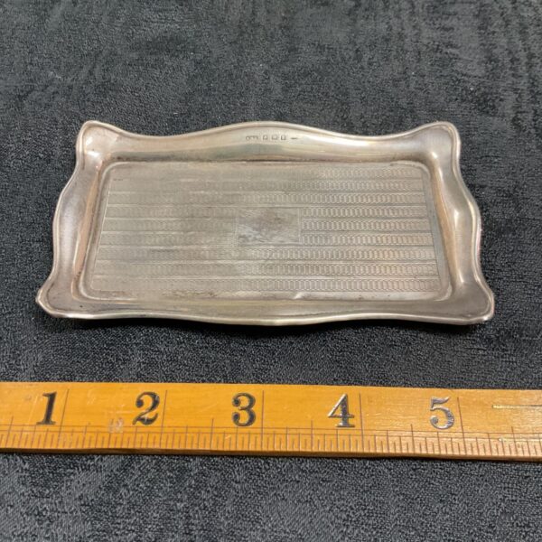 Vintage sterling silver tray with engine turned pattern.