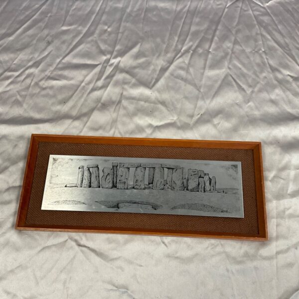 Vintage Stonehenge wall plaque, mid century modern wall decor.