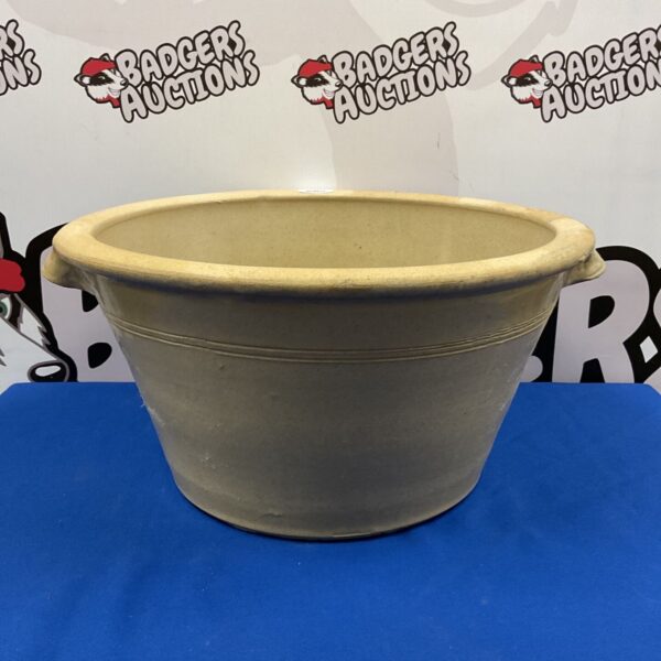 Large early 20th century glazed stoneware dairy bowl.