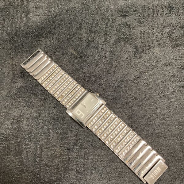 Silver tone Storm ladies watch with crystal detailing on the bracelet.