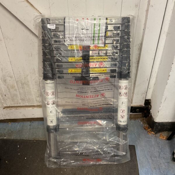 As new telescopic ladder extended, showing multiple sections.