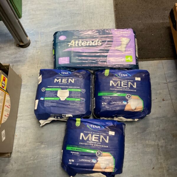 Sealed package of Tena Men Pants X3 Plus incontinence protection.