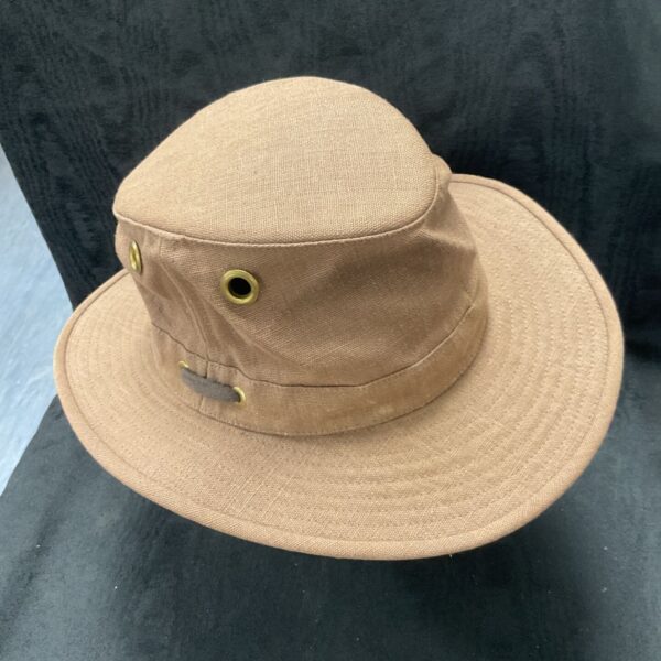 Tan Tilley Hemp Hat with distinctive brim and crown.
