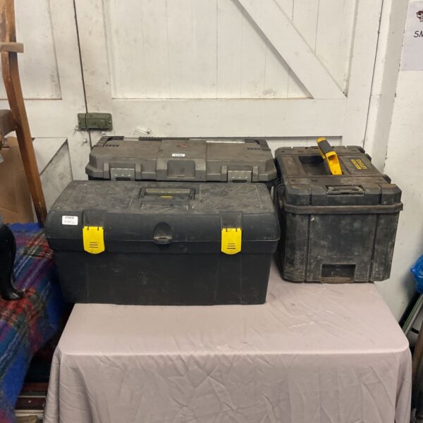Lot of three plastic toolboxes including Stanley Fatmax.
