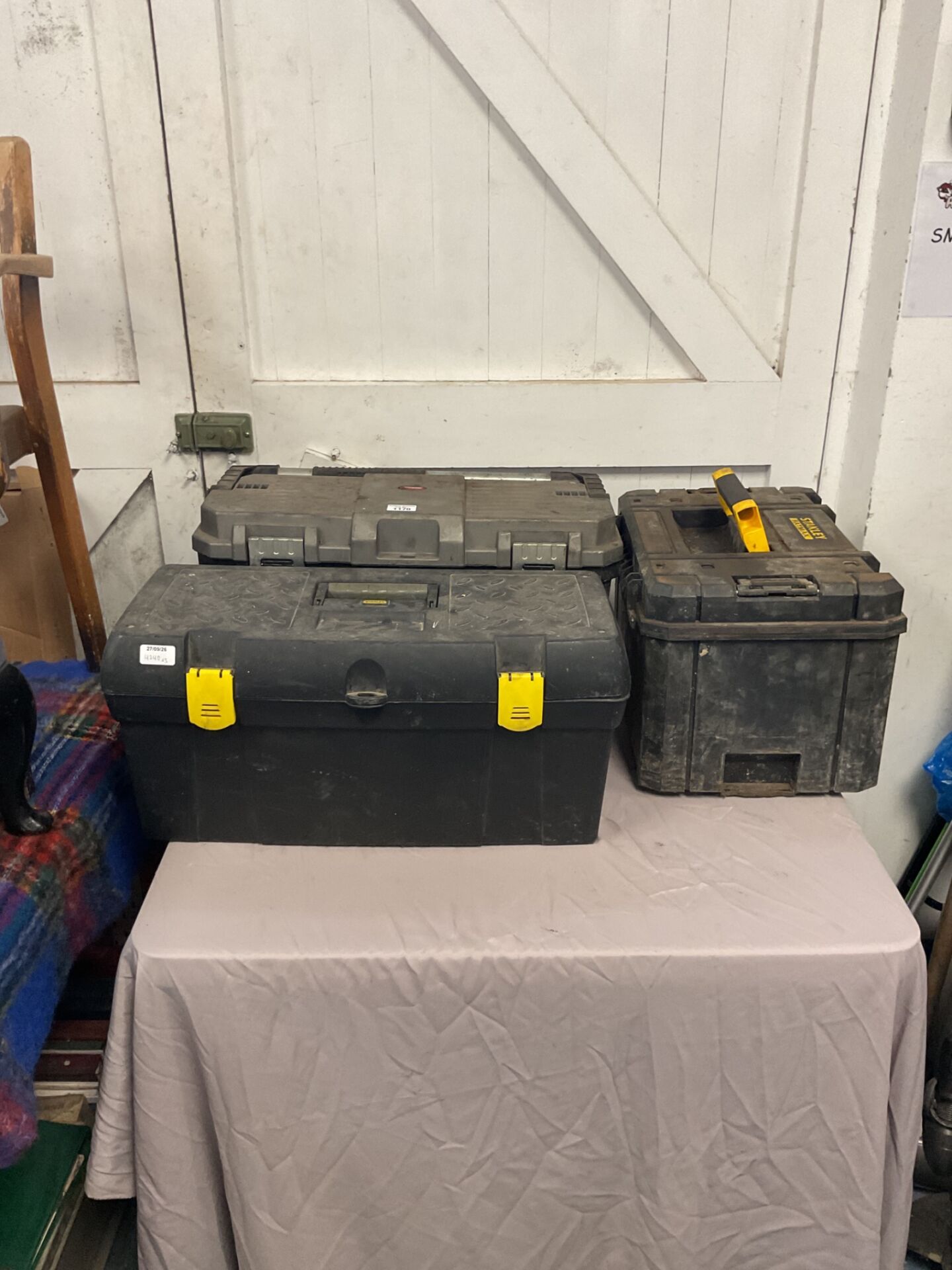 1170 Stanley fatmax pro-stack system box, keter plastic toolbox and another stanley fatmax waterproof toolbox