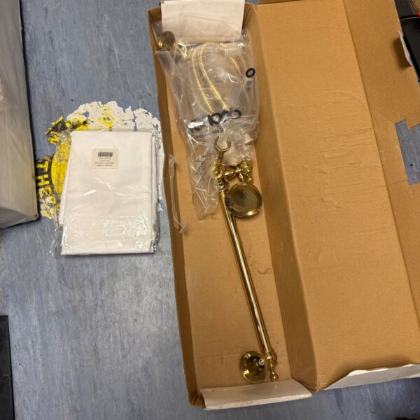 Brass effect Tre Mercati shower rail kit with fittings.