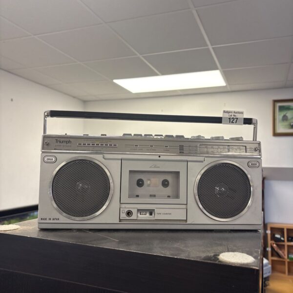 Vintage Triumph SRR-3000 cassette recorder, a retro boombox.