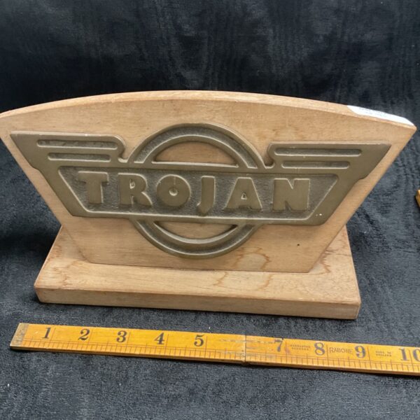 Vintage Trojan Bubble Car badge, 1960s automotive emblem.