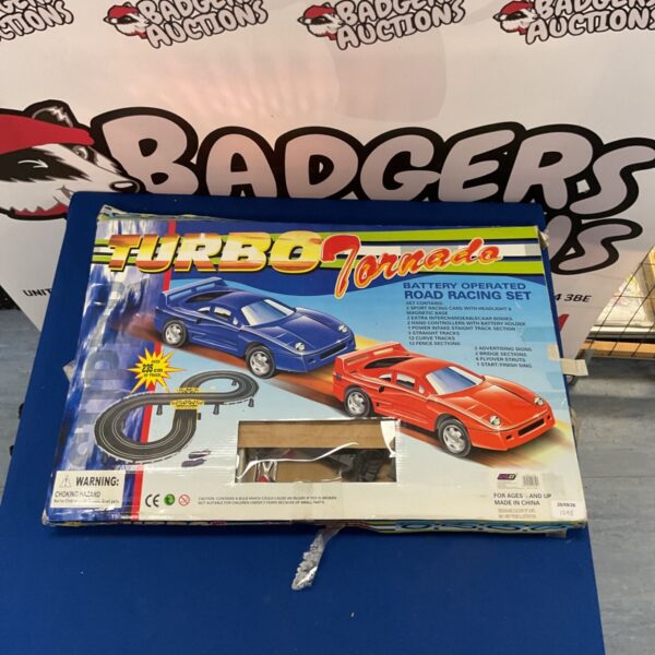 Vintage Turbo Tornado road racing set packaging.