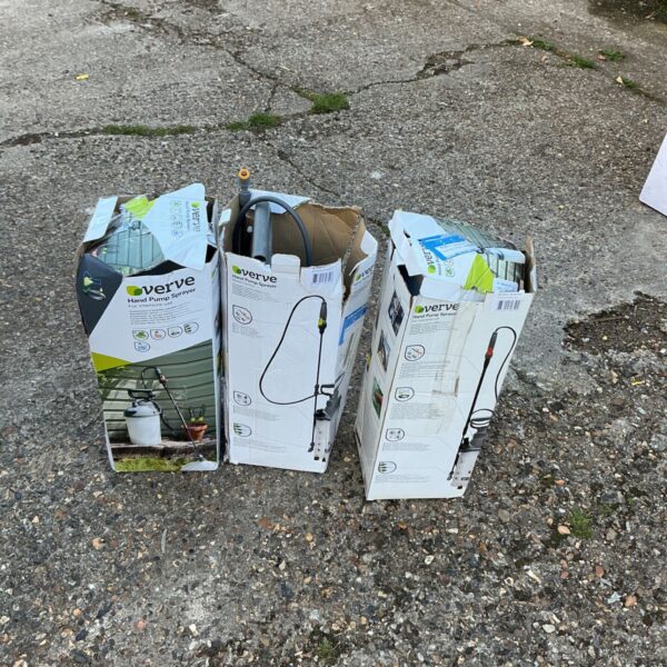 Lot of three Verve garden sprayers for spares or repair.