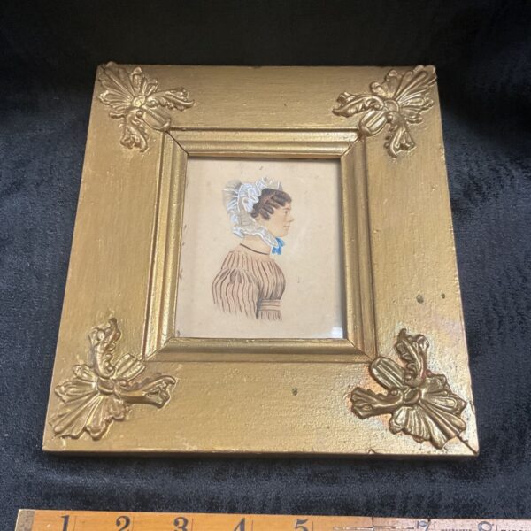 Victorian miniature watercolour portrait in a gilt frame.