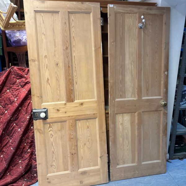 Victorian pine interior door pair with original hardware.