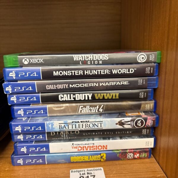 Selection of Xbox and PlayStation video games in a lot.