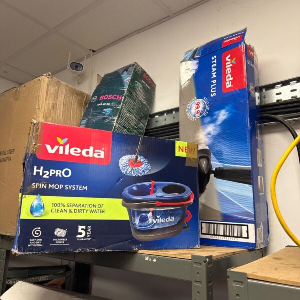 Vileda spin mop bucket in original packaging, model VR-130.