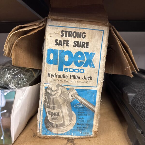 Vintage Apex 6000 hydraulic jack in original box.
