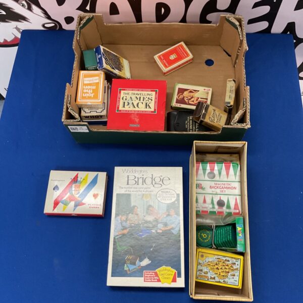 Vintage card games lot including Bridge and Backgammon.
