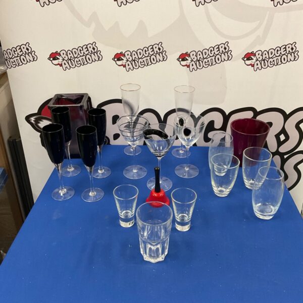 Colourful vintage cocktail glasses, a retro barware collection.