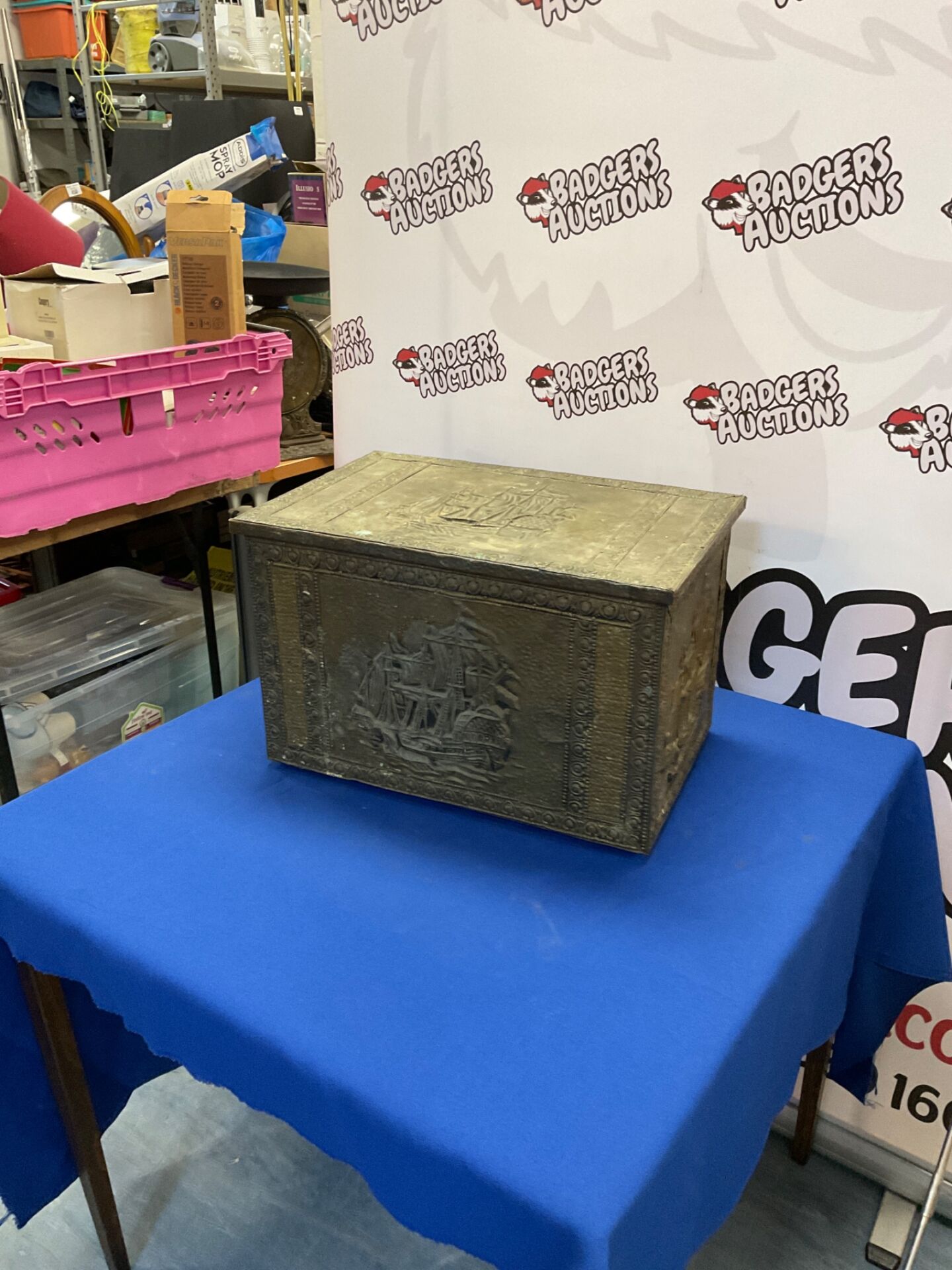 261 Vintage copper plated log box