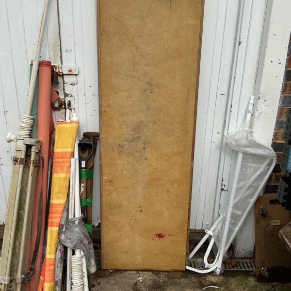 Vintage 6ft folding table with laminate surface, ideal for events.