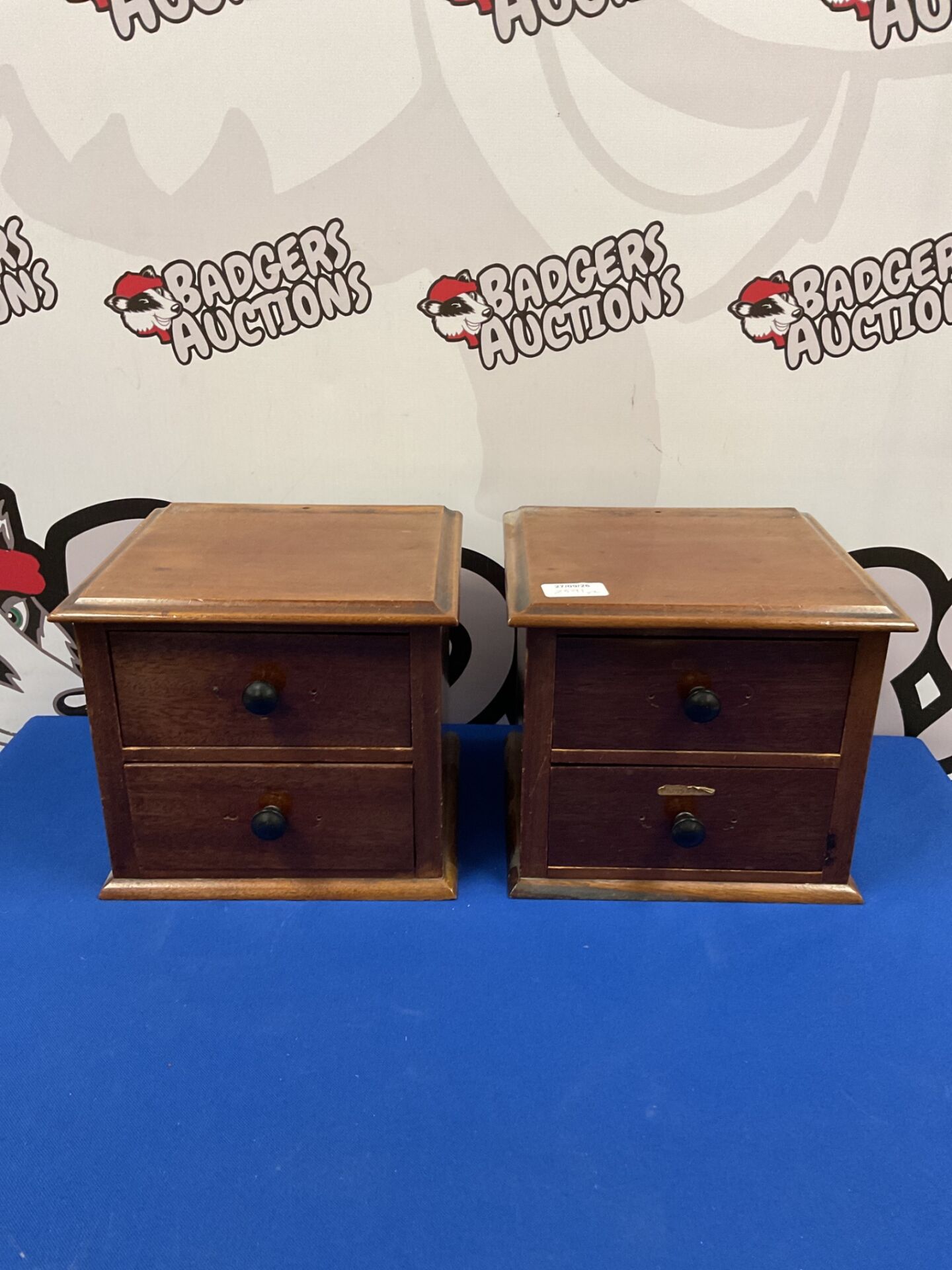 019 Pair of vintage mahogany desktop collectors drawers