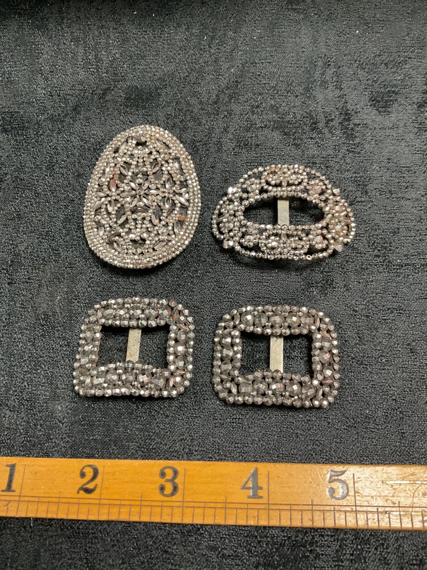 964 Four Vintage Marcasite Buckles