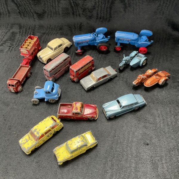 Vintage Matchbox diecast vehicles lot, collectible toy cars and trucks.