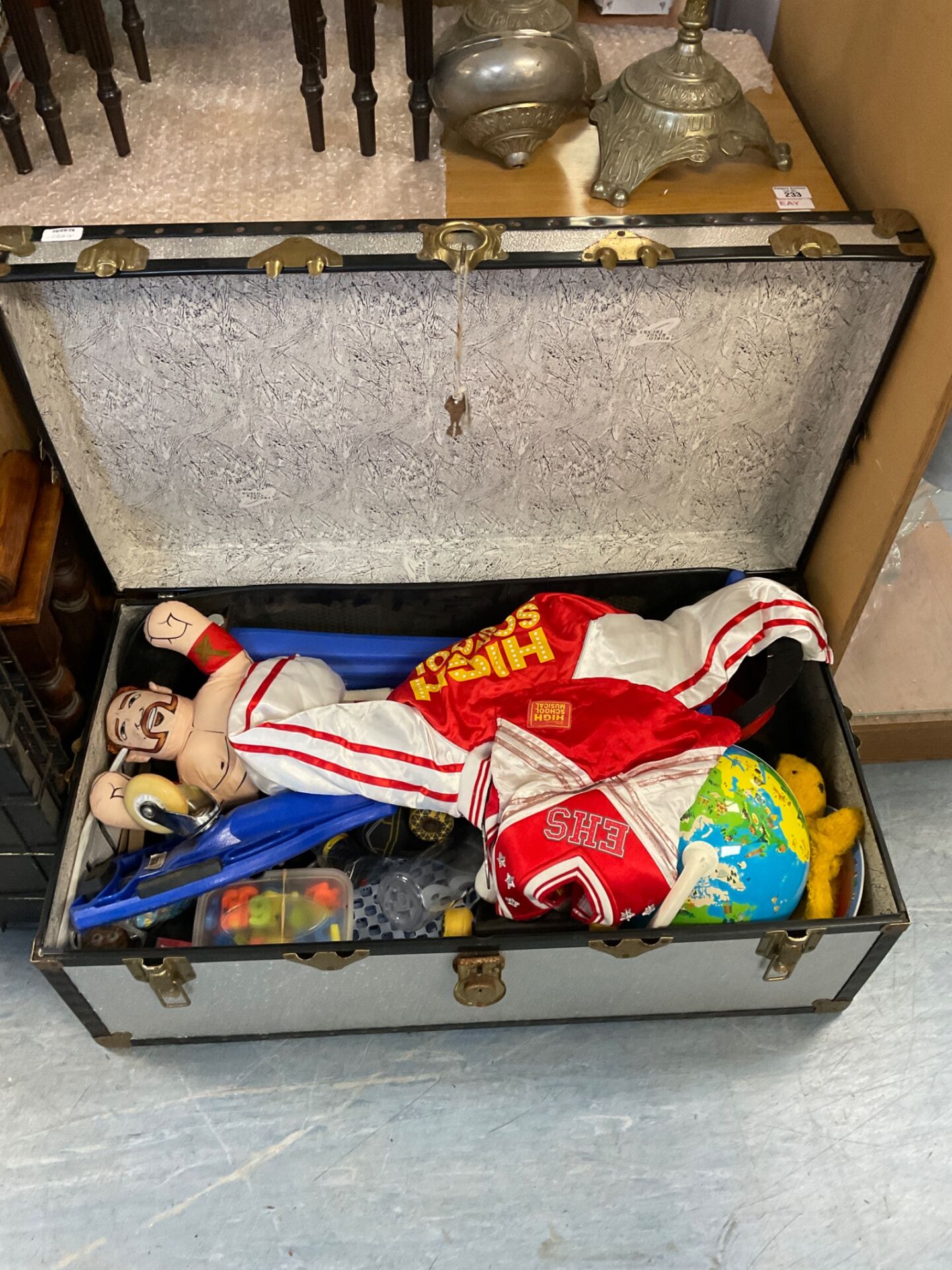234 Metal trunk full of toys