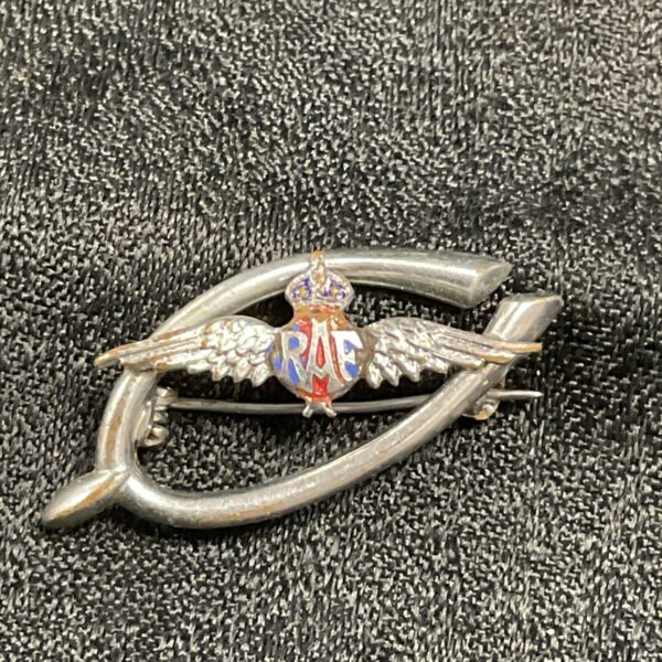 Vintage RAF sweetheart brooch with detailed enamel work.