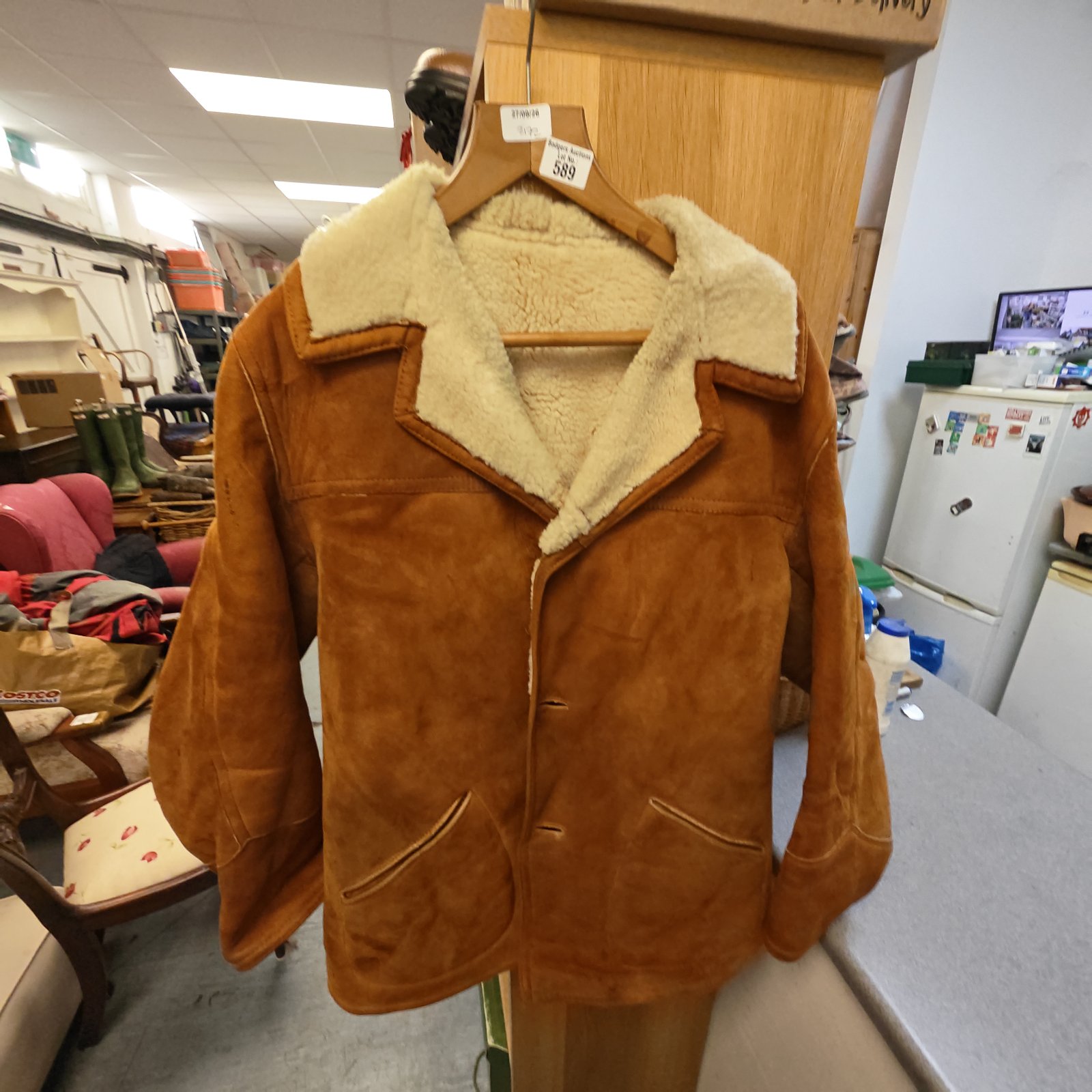 Vintage suede and wool jacket size M, retro 1970s style.