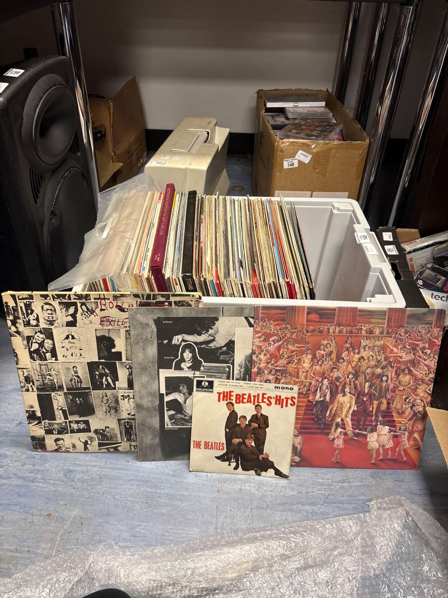 145 Box of mixed vinyl records inc Rolling Stones and the Beatles