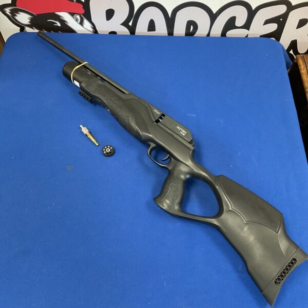 Walther Rotex RM8 air rifle side view, pre charge airgun.