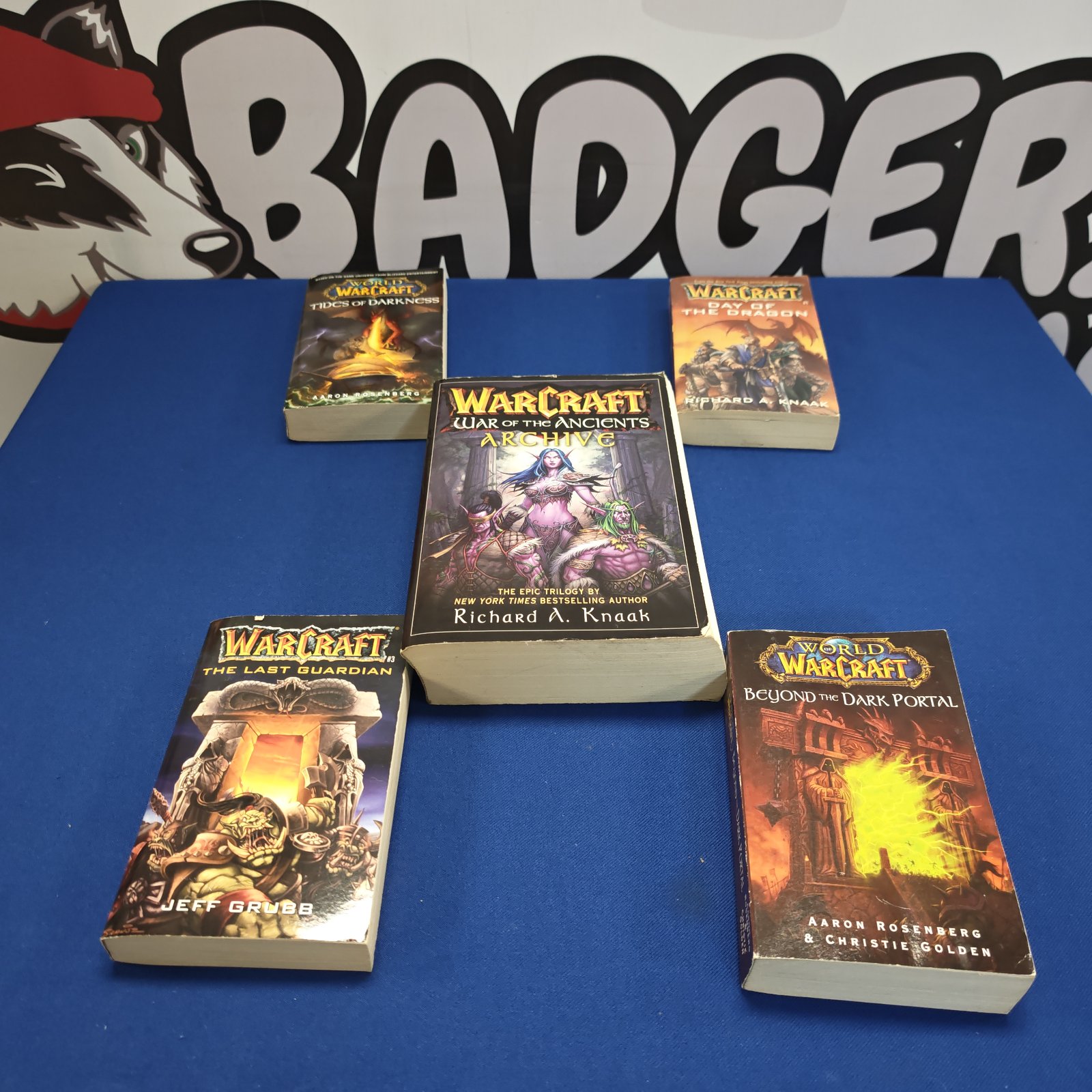 Lot of five Warcraft books by Richard A. Knaak for collectors.