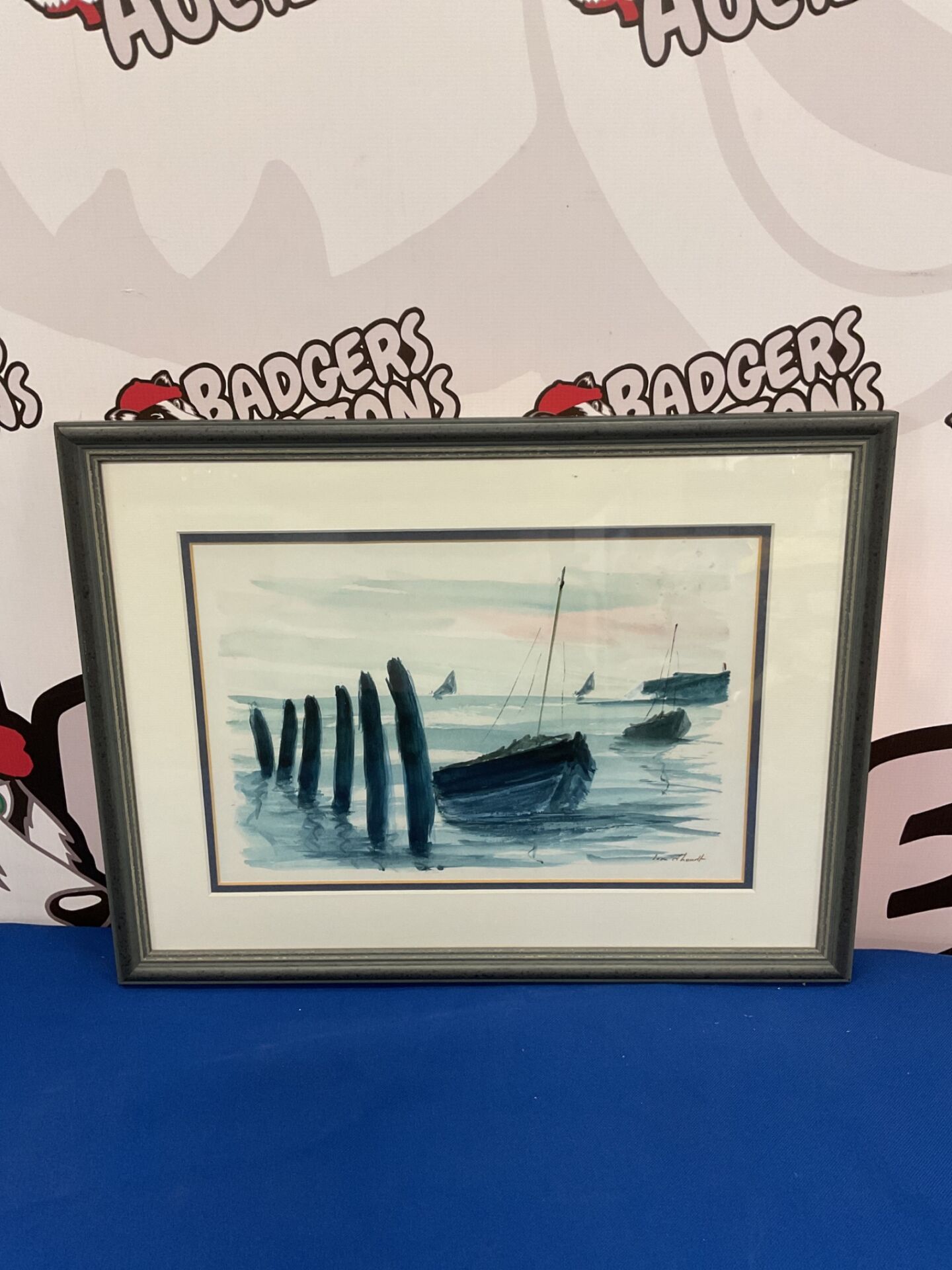 783 L D’hourlt signed watercolour of boats in dock