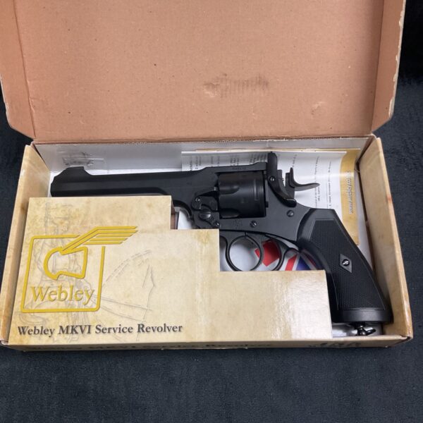 Webley MKVI Service Revolver replica in original packaging.