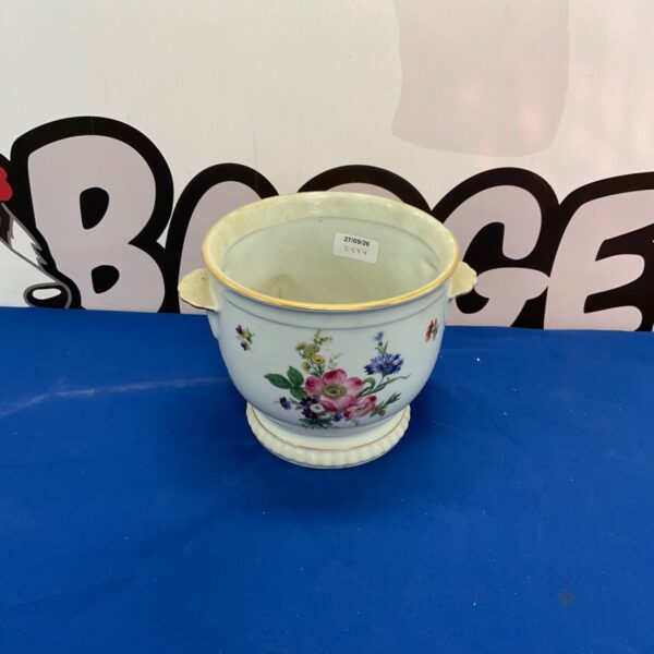 Vintage West German porcelain flower pot holder with floral design.