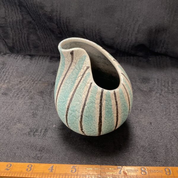 Vintage West German pottery vase with crackle glaze.