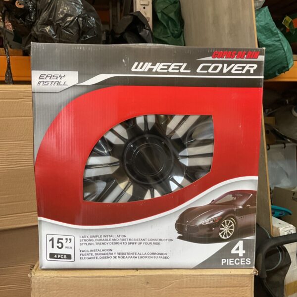 Box of 15 inch wheel covers, Copas de Rin brand.