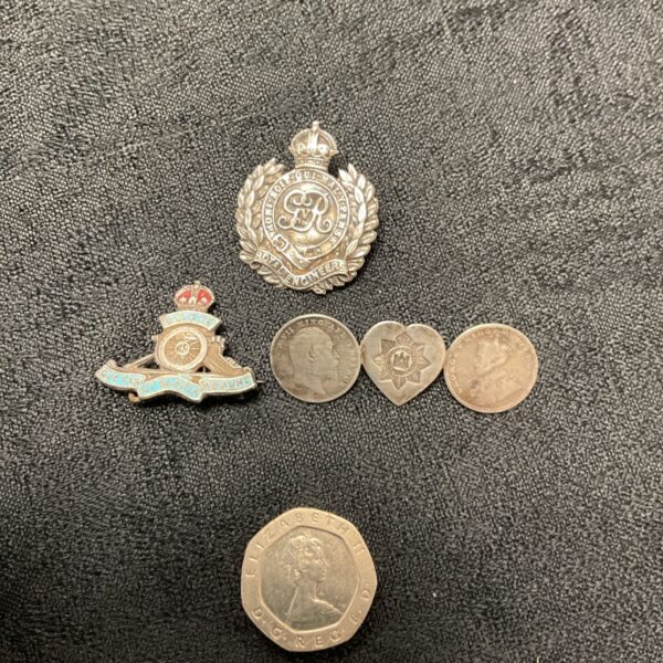 Group of three WW1 silver sweetheart brooches with regimental badges.