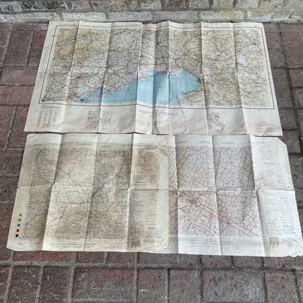 Lot of three WWII US Army maps of Italy, vintage military cartography.