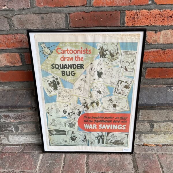 Vintage WWII British propaganda poster featuring the "Squander Bug".